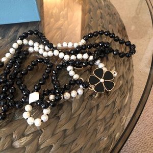 Real pearl and black stone necklace. Hand made and knotted.